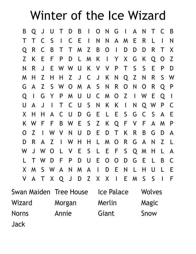 Winter of the Ice Wizard Word Search