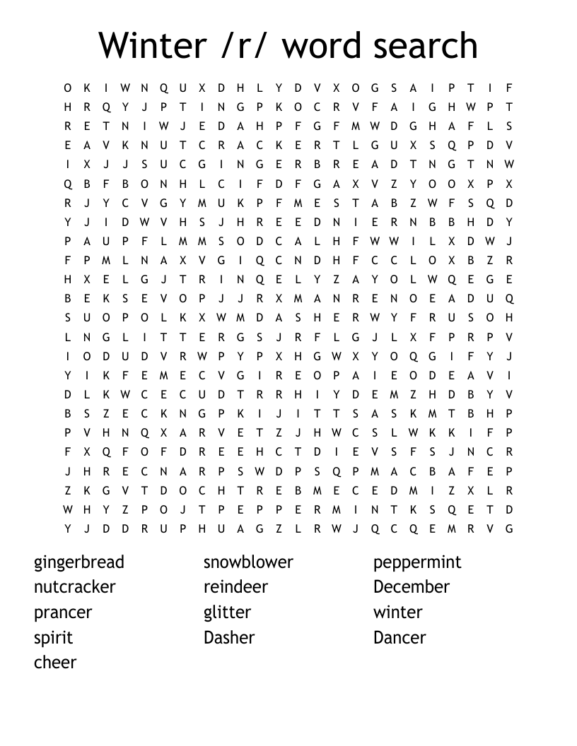 Winter /r/ word search