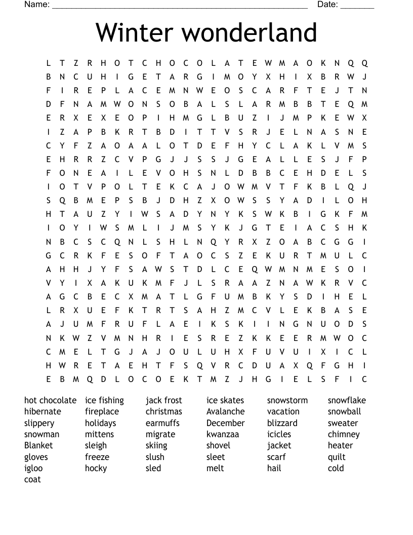 Winter wonderland Word Search