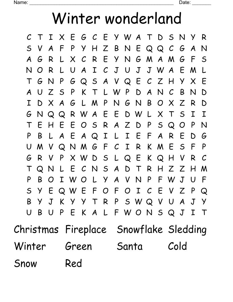 Winter wonderland  Word Search