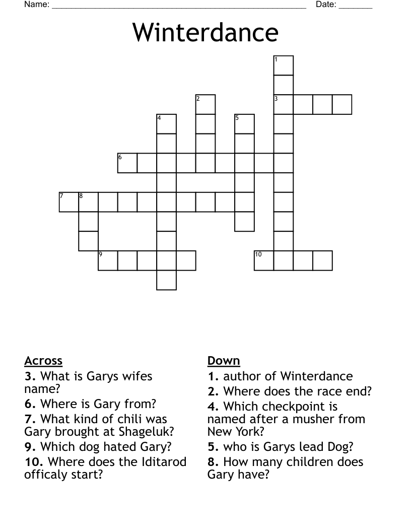 Winterdance Crossword
