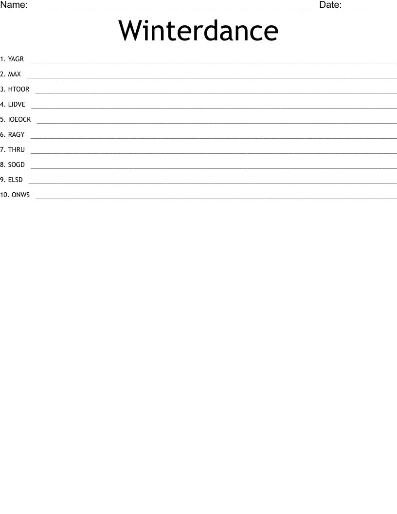 Winterdance Word Scramble