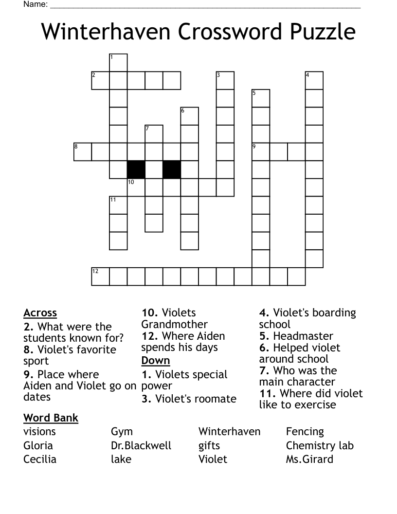 Winterhaven Crossword Puzzle
