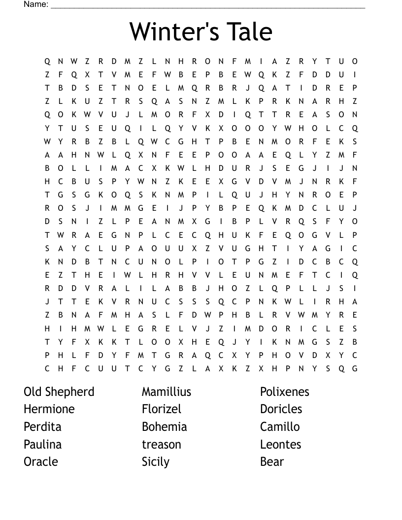 Winter's Tale Word Search