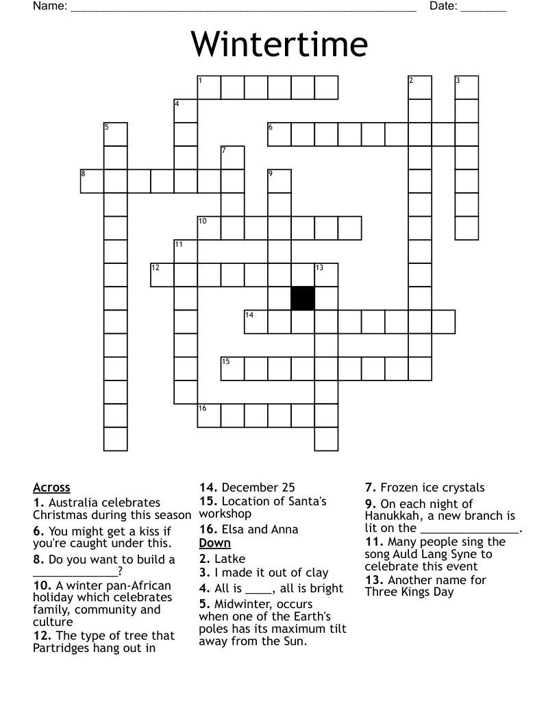 Wintertime Crossword