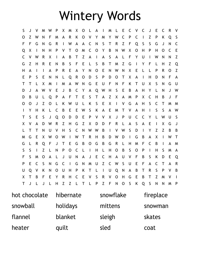 Wintery Words Word Search