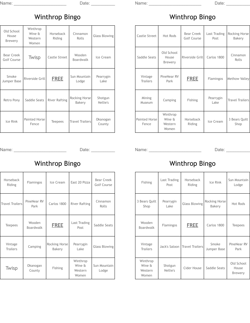 Winthrop Bingo