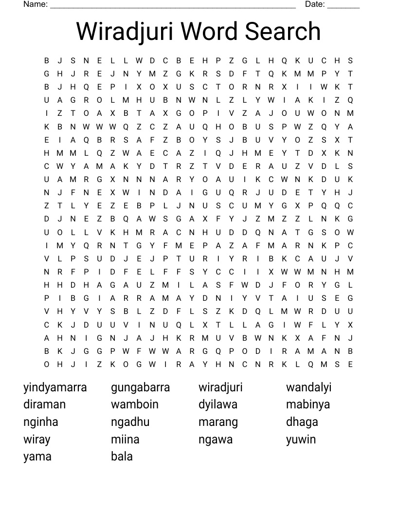 Wiradjuri Word Search