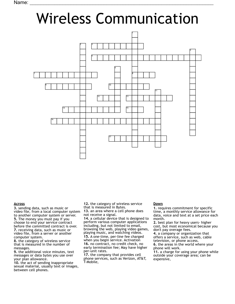 Wireless Communication Crossword