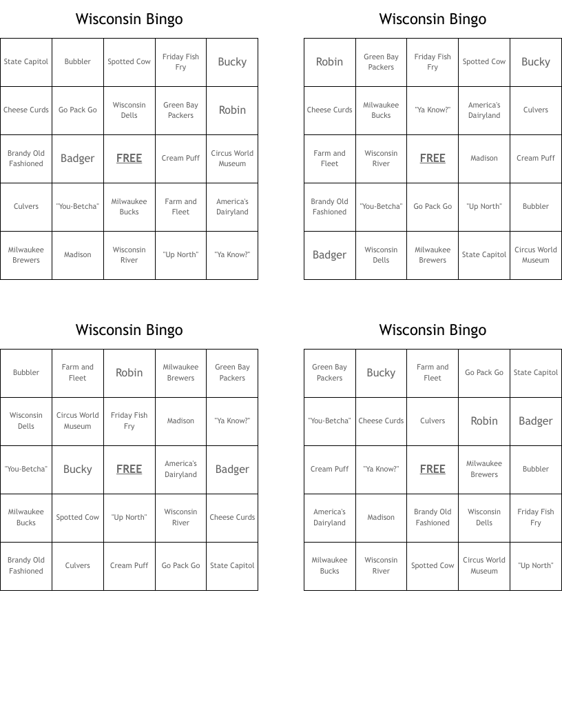 Wisconsin Bingo