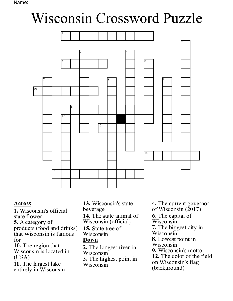 Wisconsin Crossword Puzzle