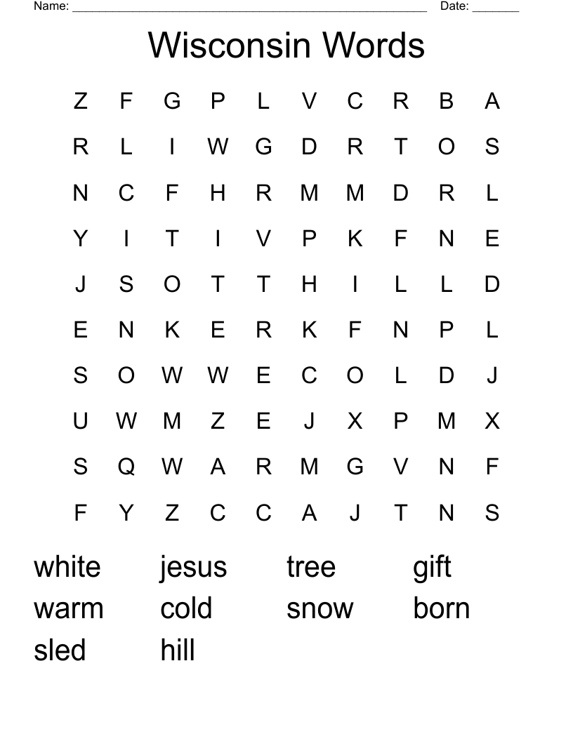 Wisconsin Words Word Search