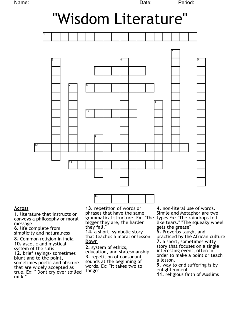 "Wisdom Literature" Crossword