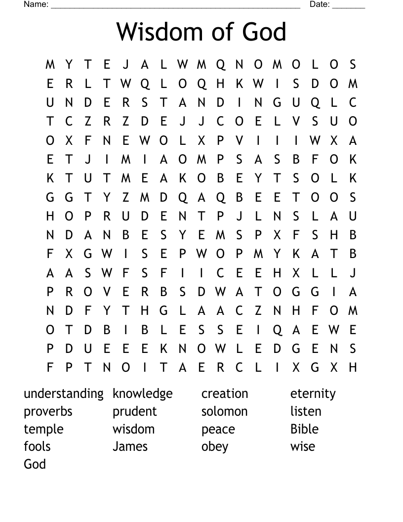 Wisdom of God Word Search
