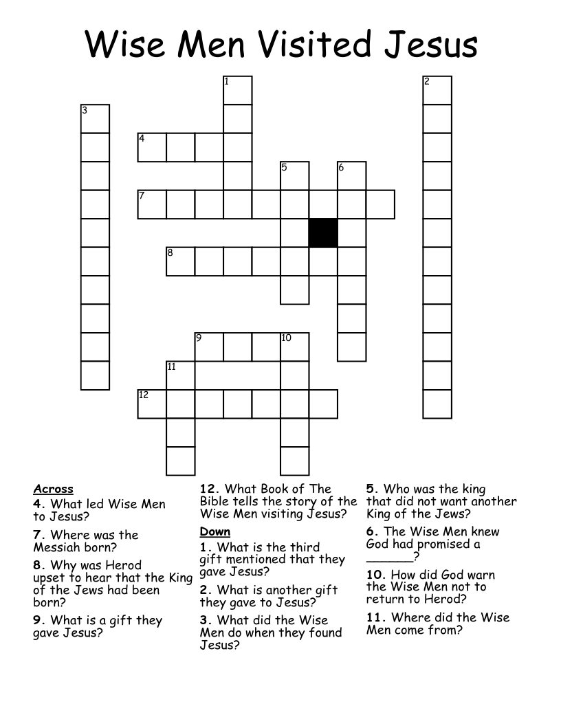 Wise Men Visited Jesus Crossword