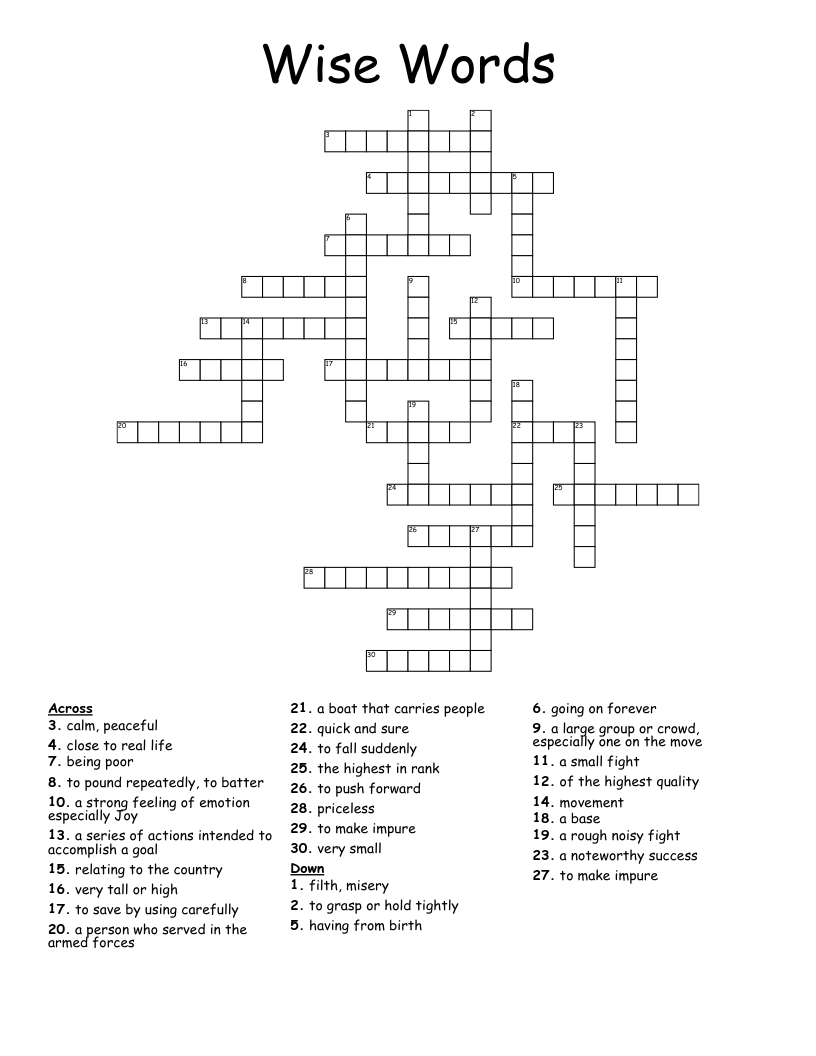 Wise Words Crossword
