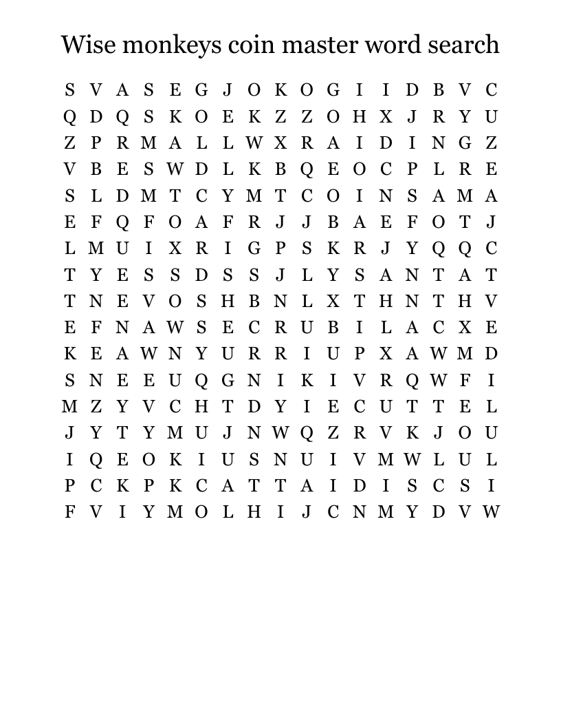 Wise monkeys coin master word search 