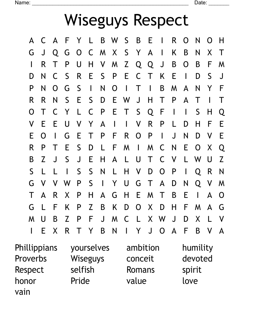 Wiseguys Respect Word Search