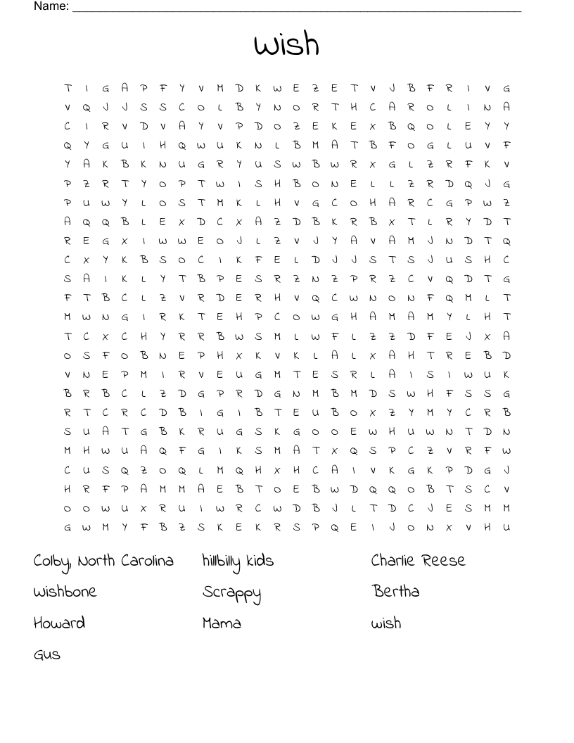 Wish Word Search