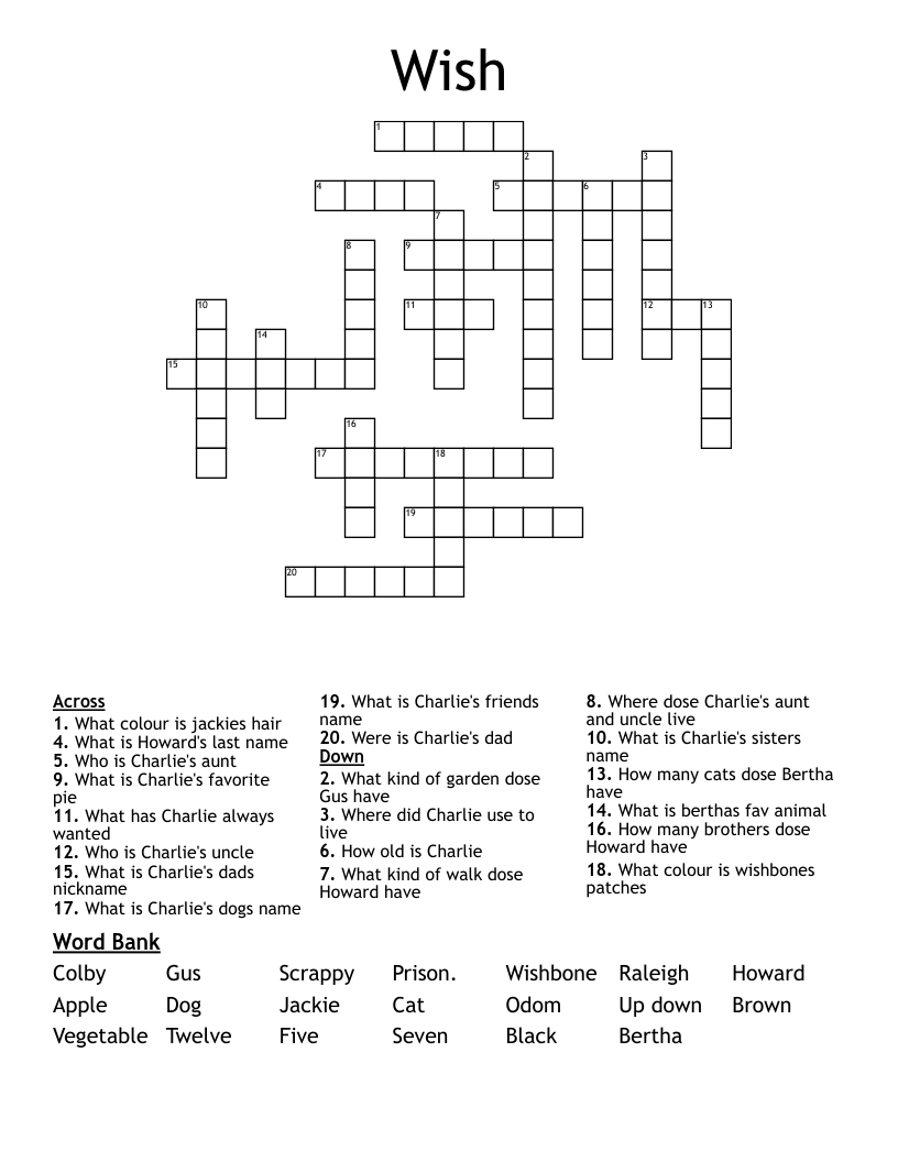 Wish Crossword