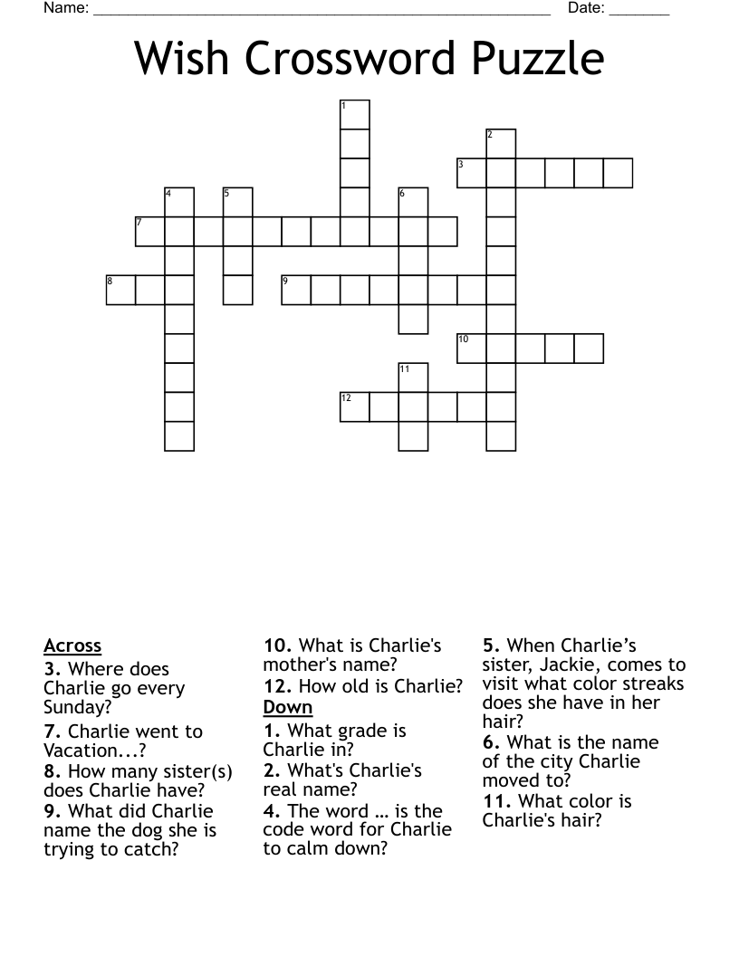 Wish Crossword Puzzle 