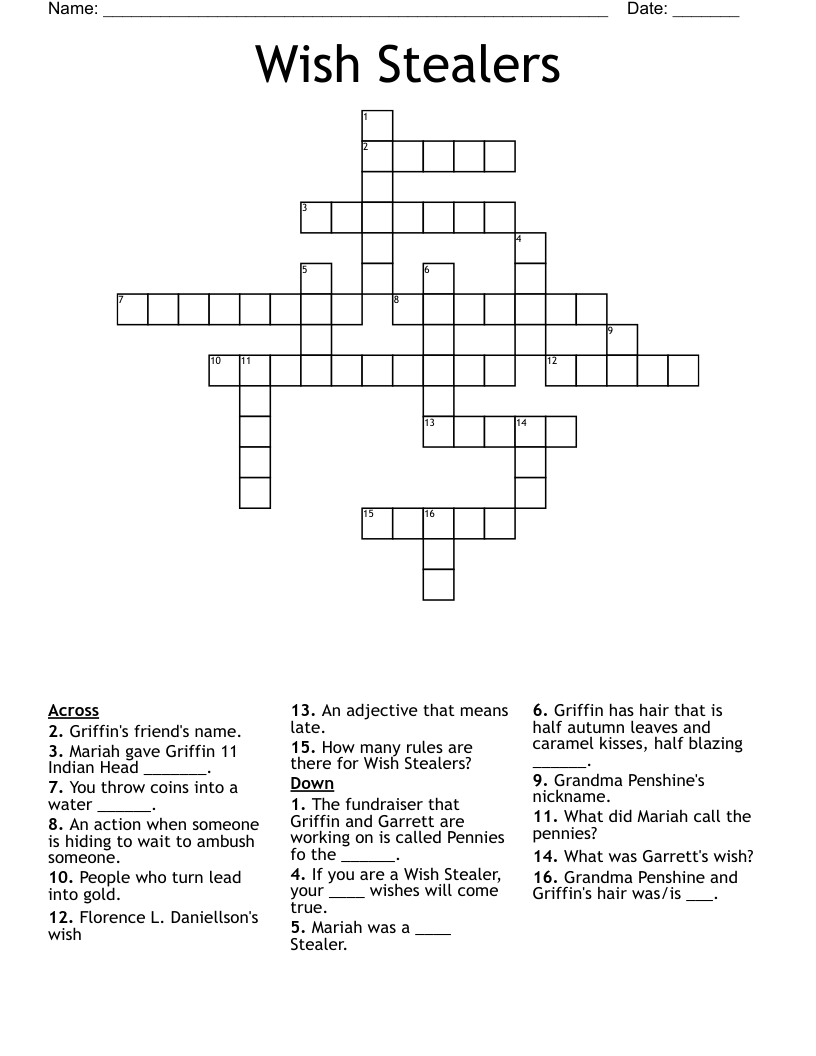 Wish Stealers Crossword