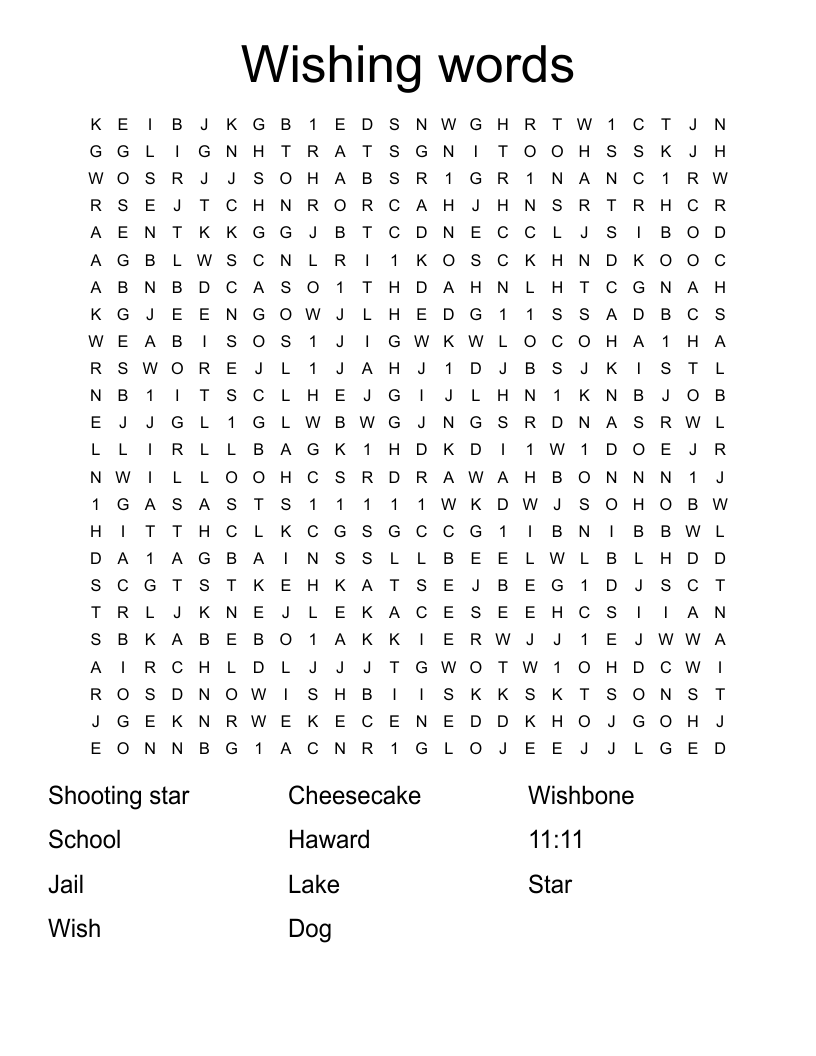 Wishing words Word Search