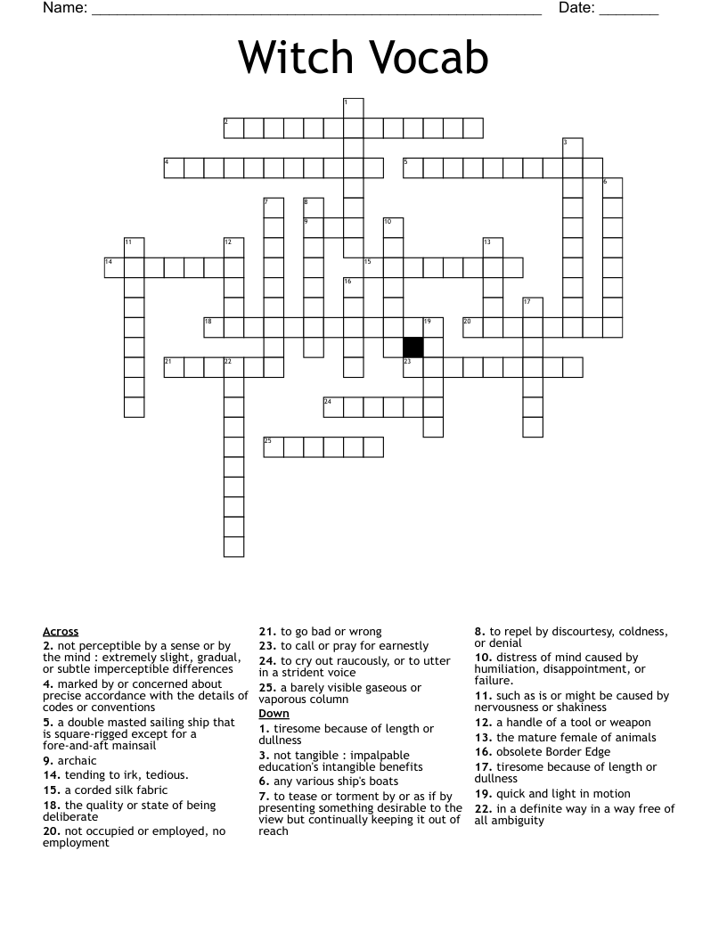 Witch Vocab Crossword