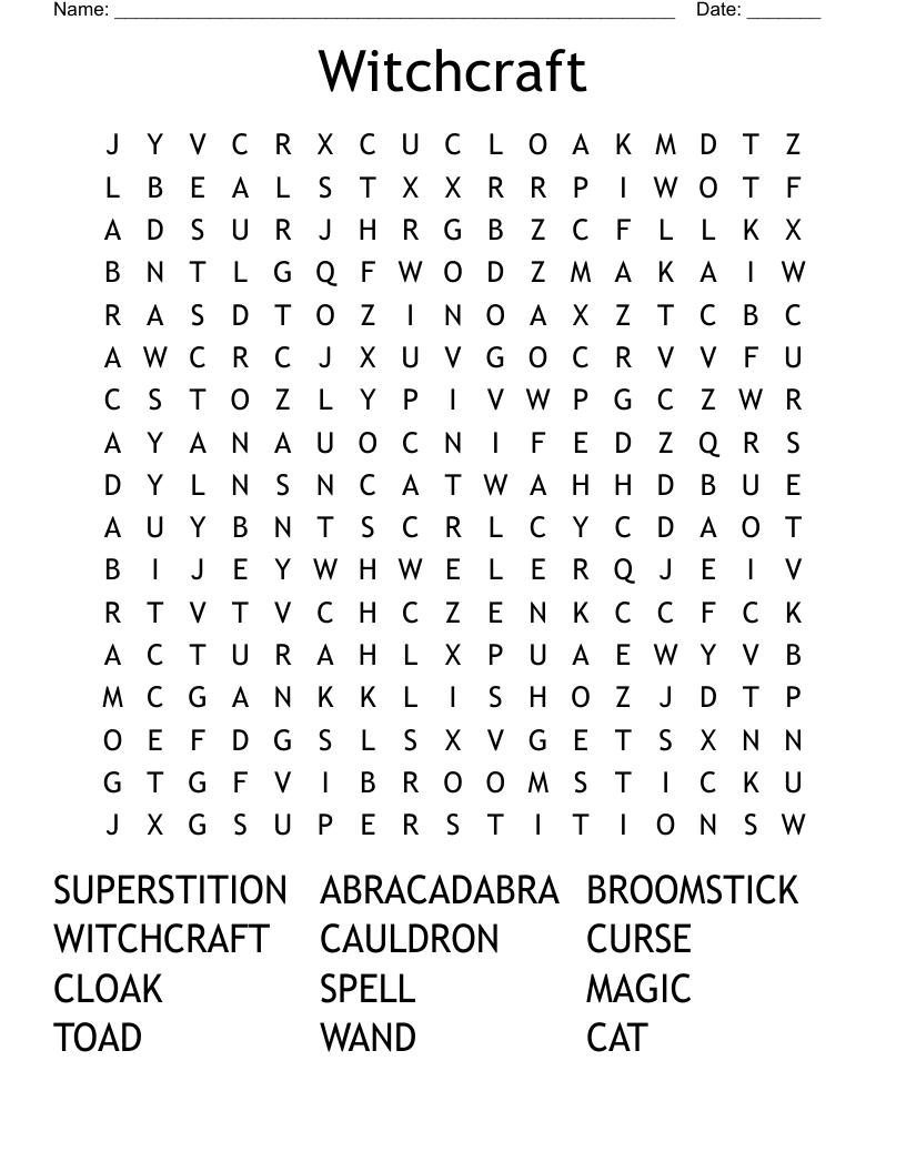Witchcraft Word Search