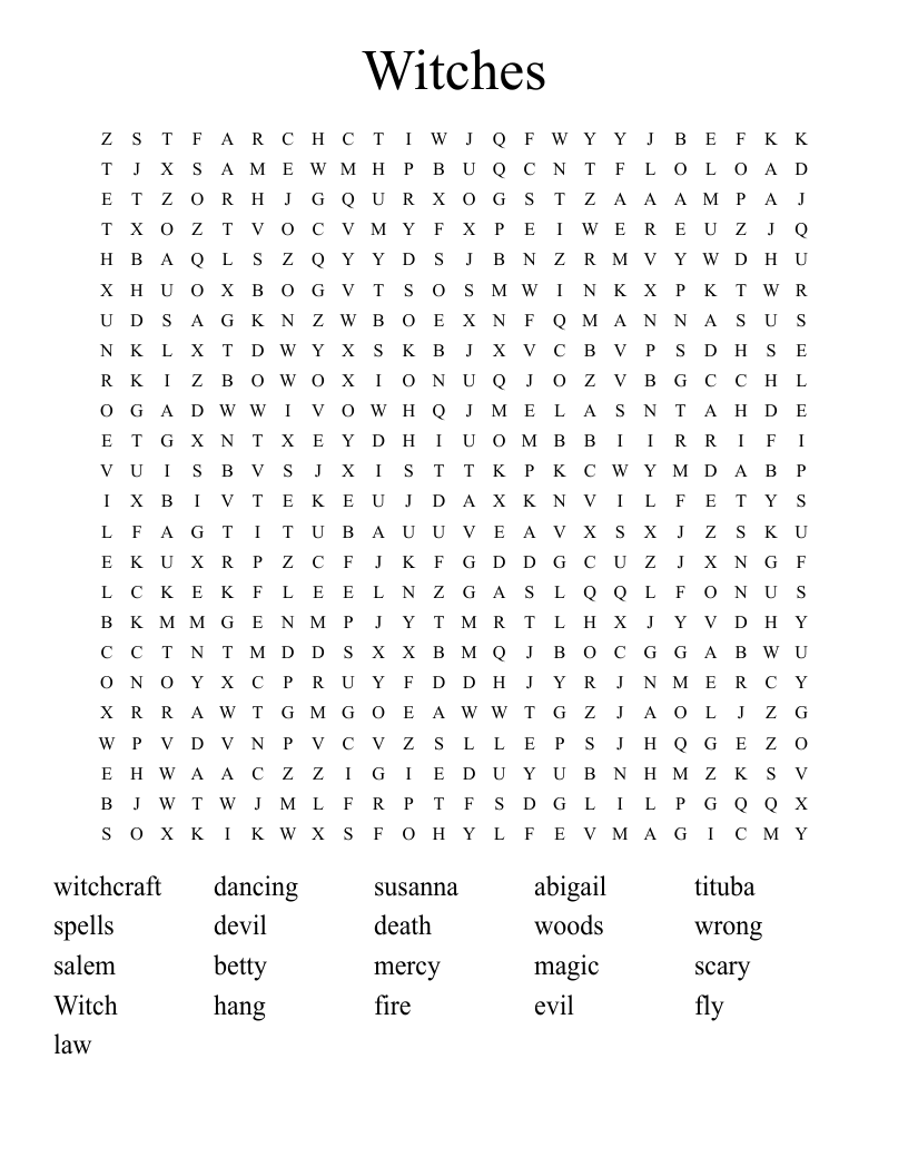 Witches Word Search