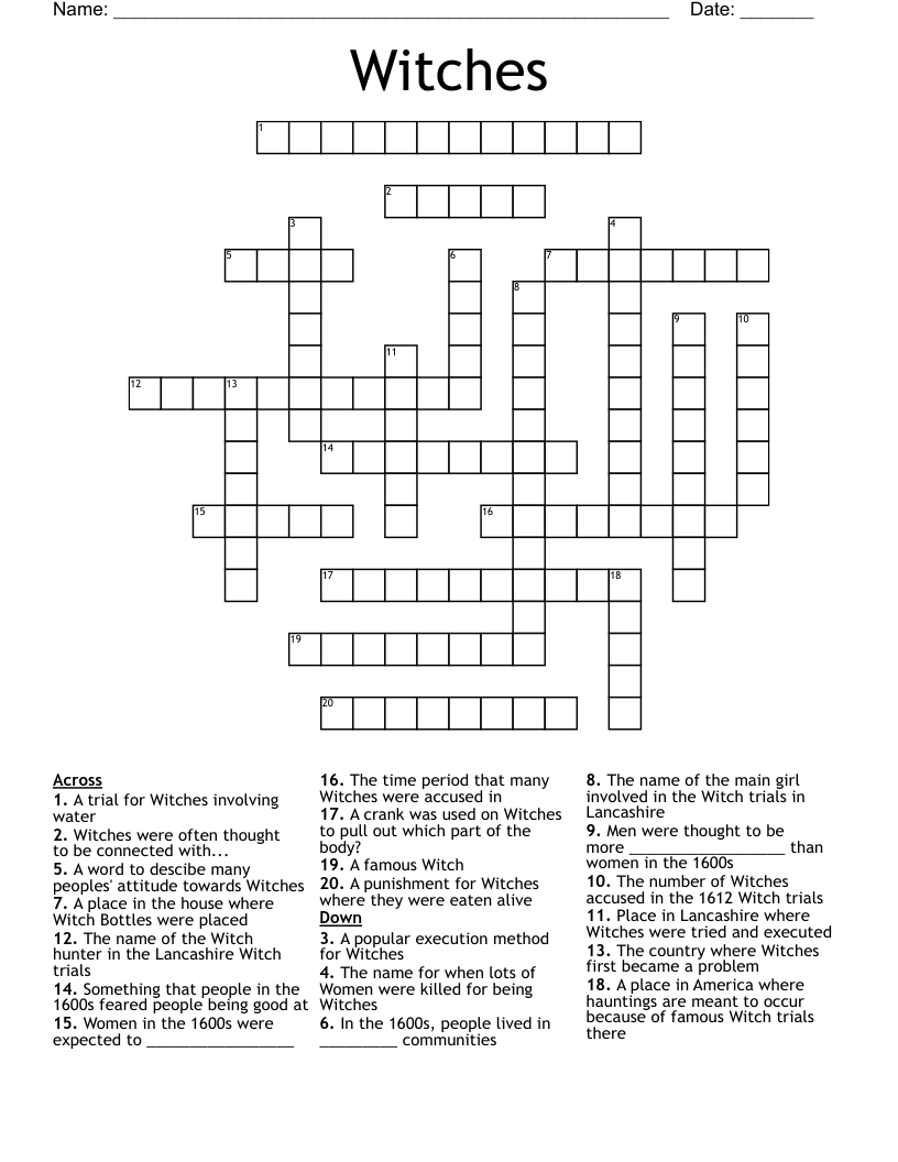 Witches Crossword
