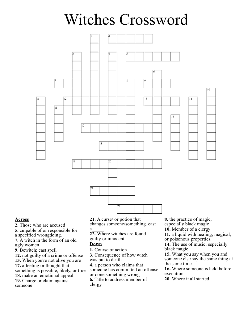 Witches Crossword