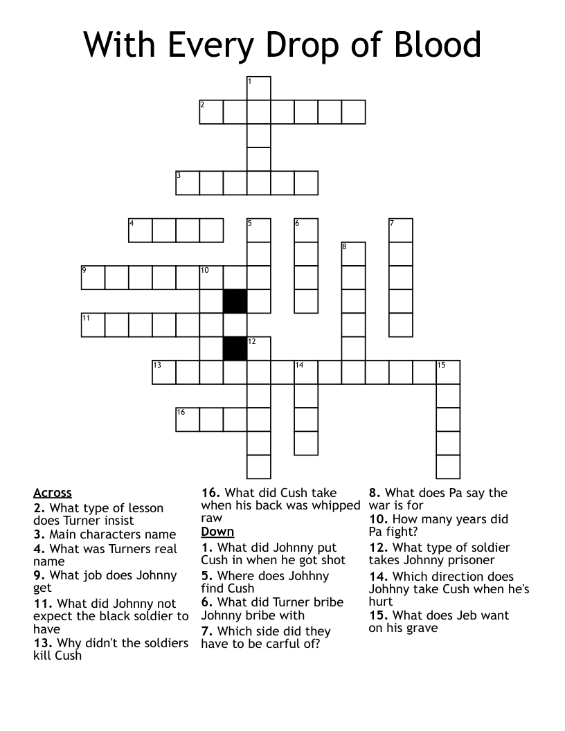 With Every Drop of Blood Crossword