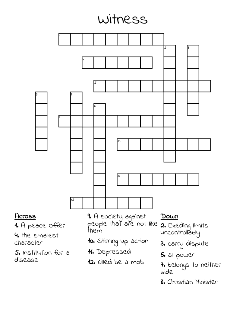 Witness Crossword