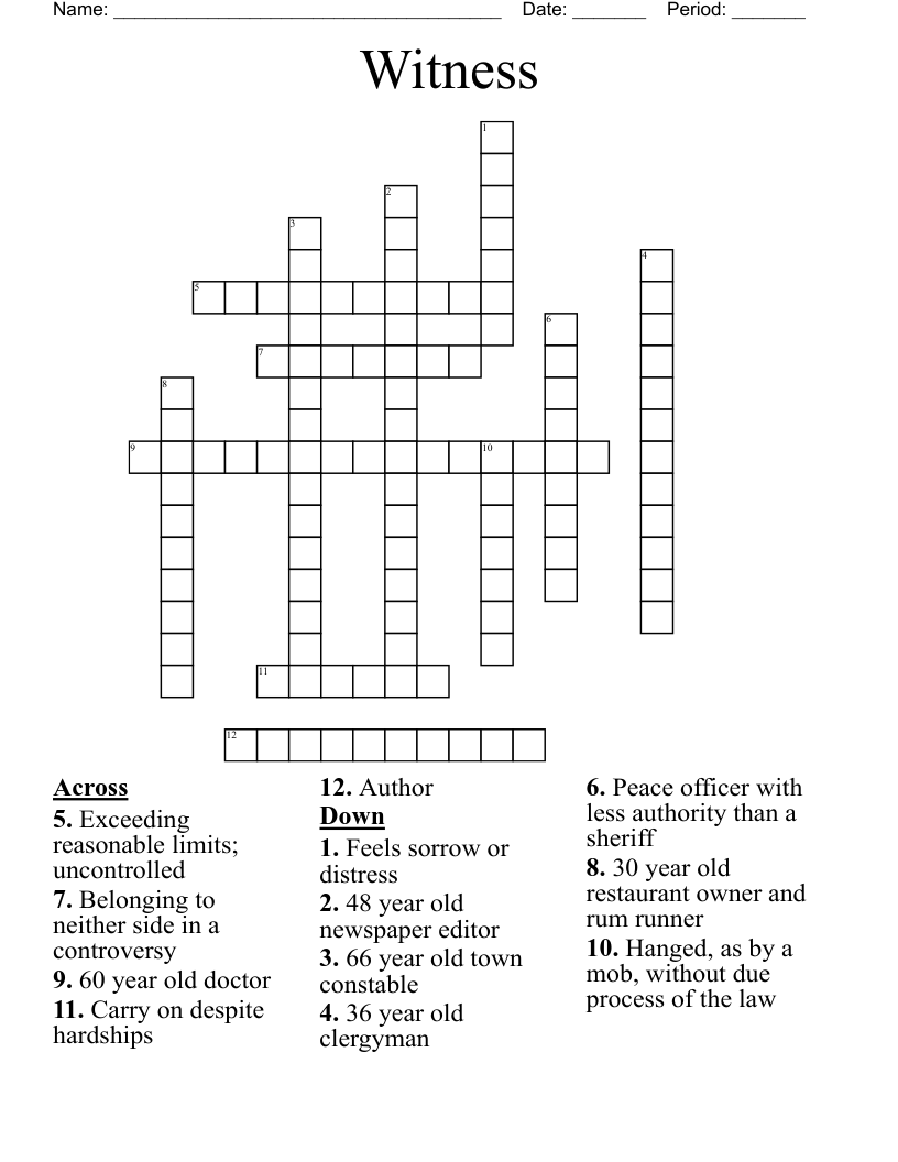 Witness Crossword
