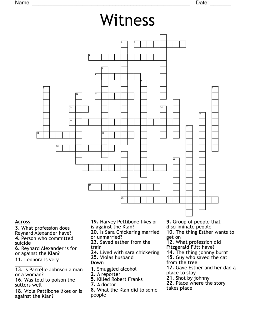 Witness Crossword