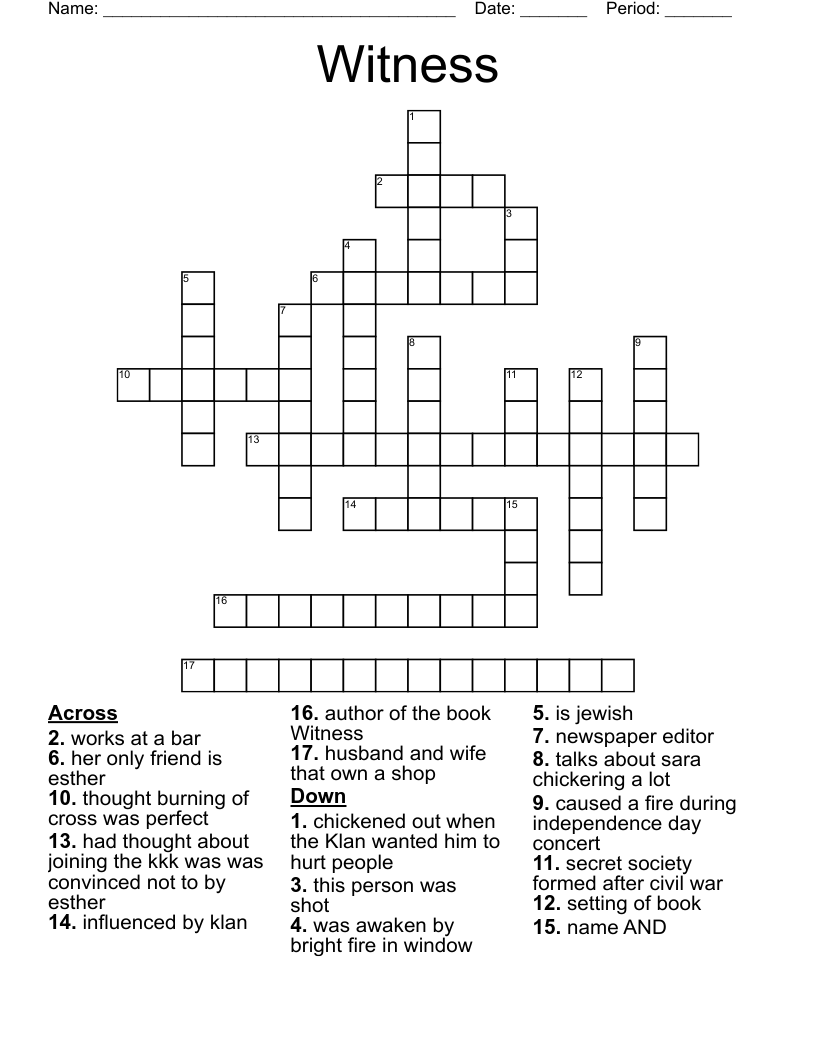 Witness Crossword
