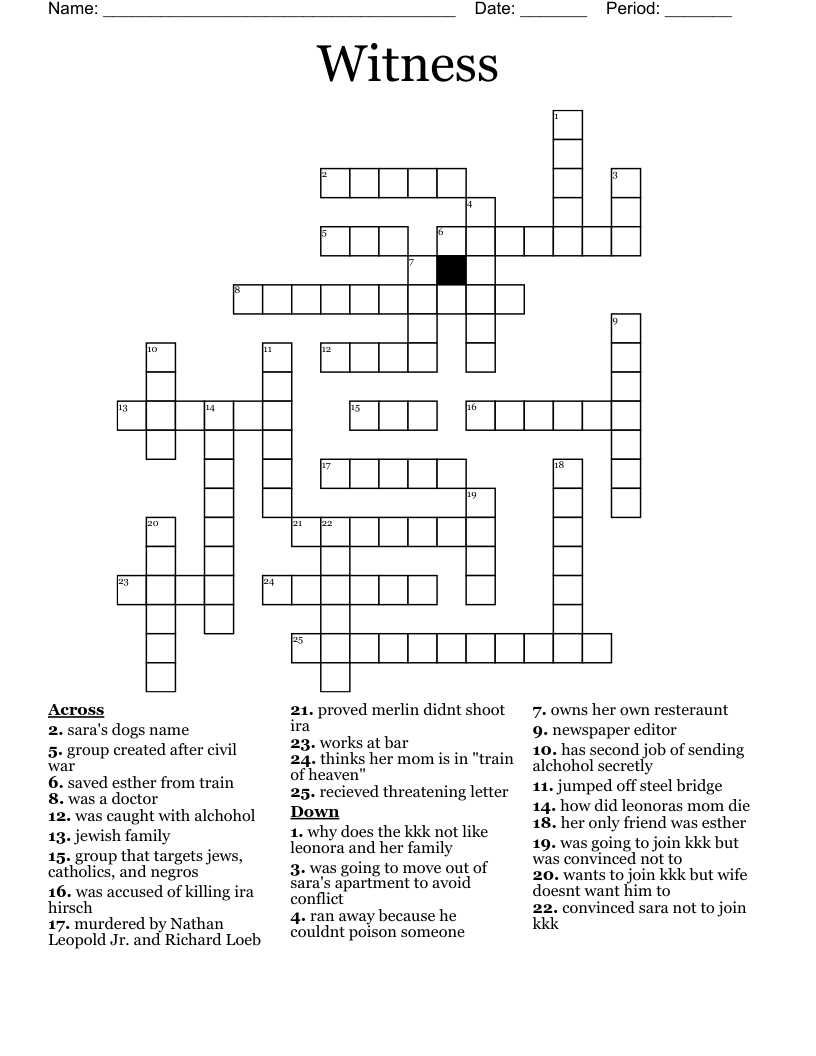 Witness Crossword