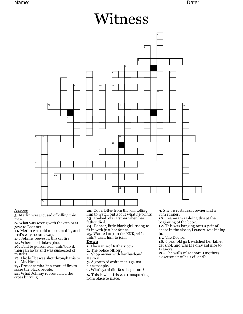 Witness Crossword