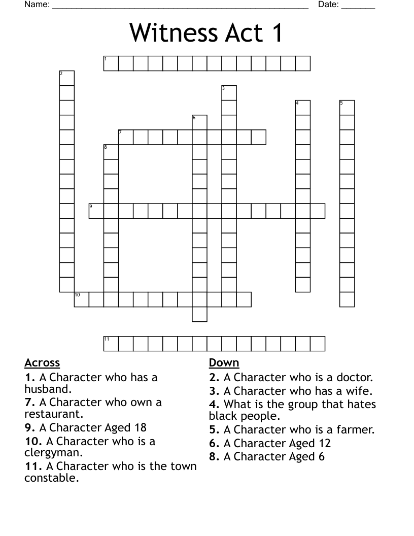 Witness Act 1 Crossword