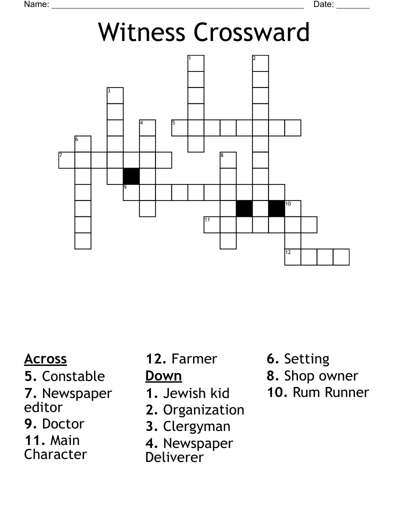 Witness Crossward Crossword