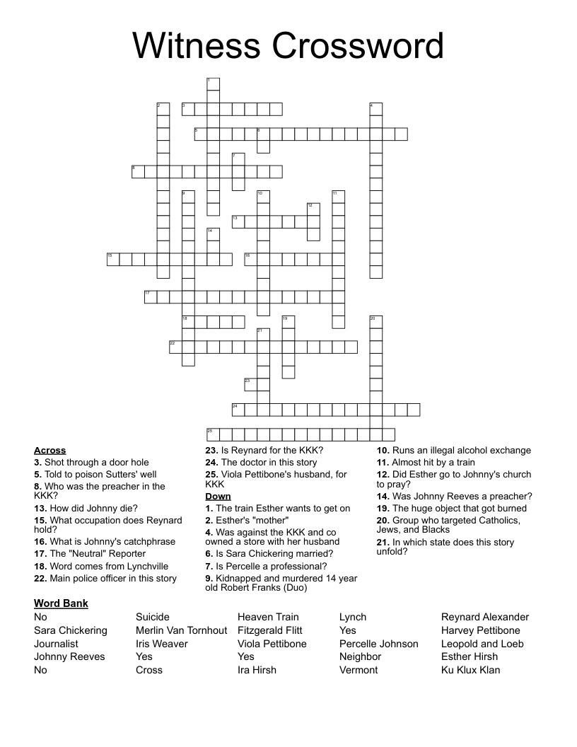 Witness Crossword