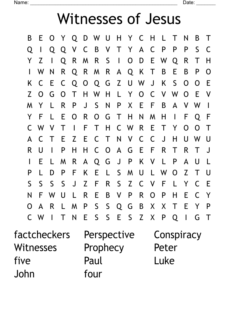 Witnesses of Jesus Word Search