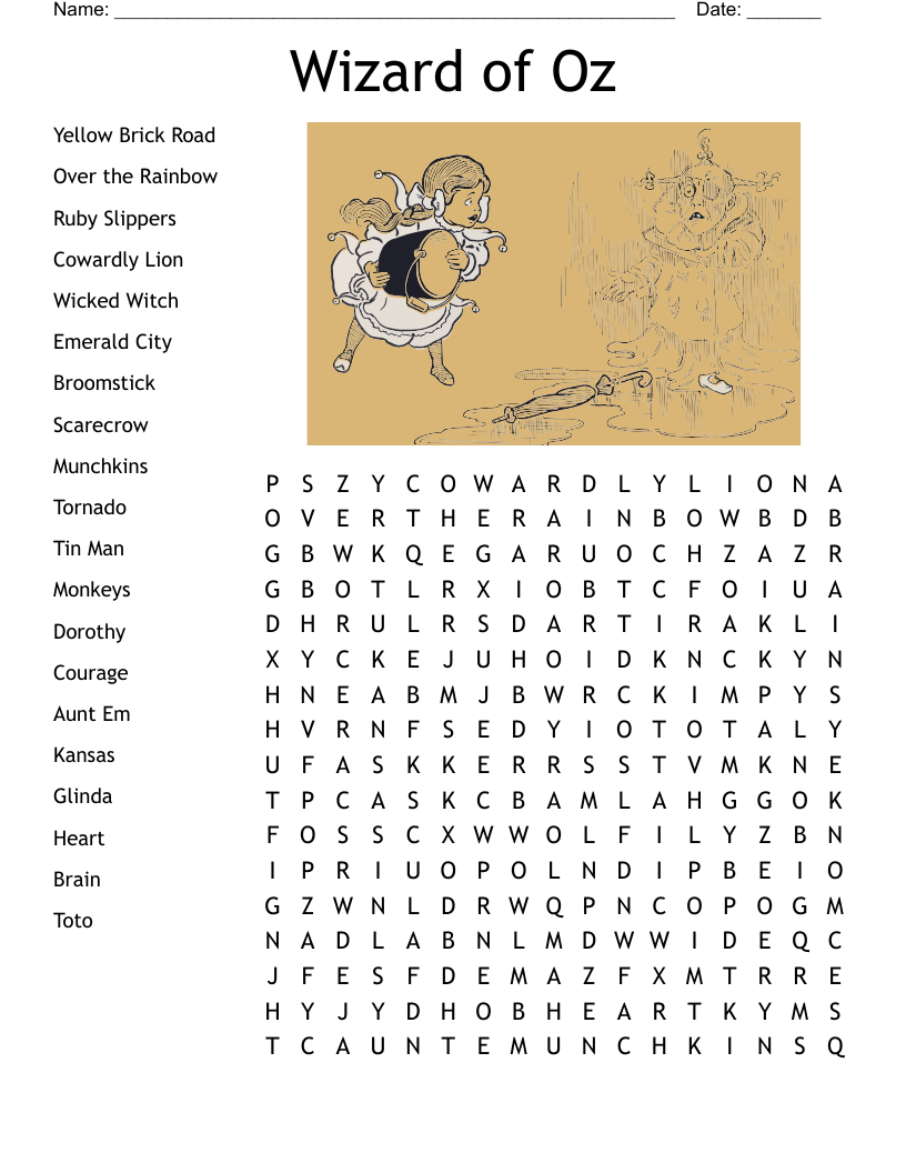 Wizard of Oz Word Search