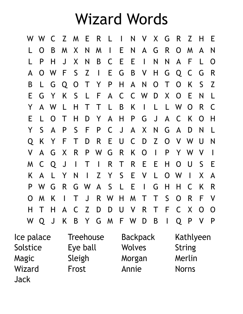 Wizard Words  Word Search
