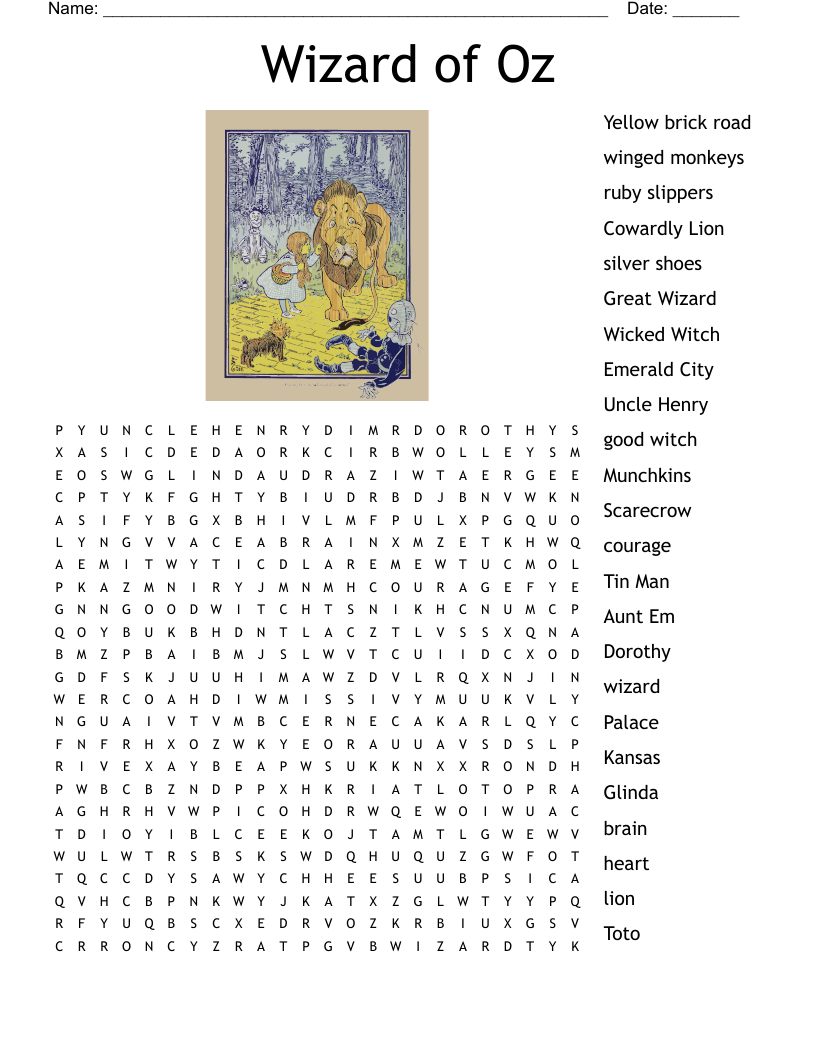 Wizard of Oz Word Search
