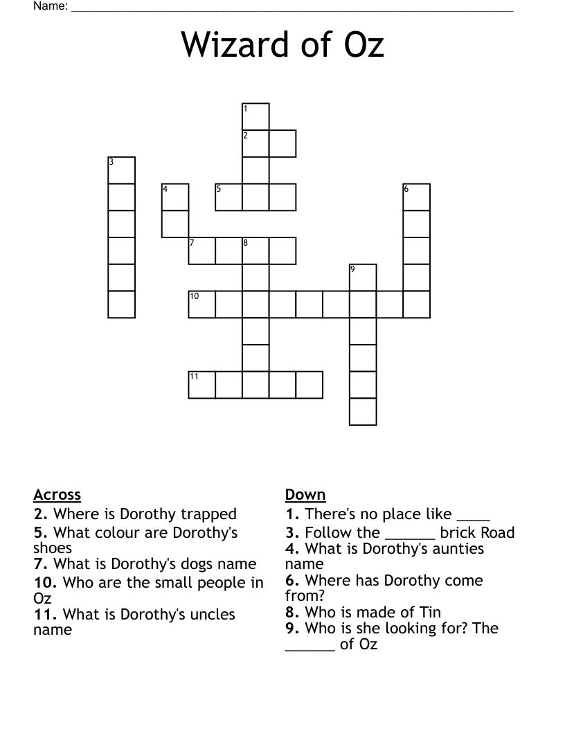 Wizard of Oz Crossword