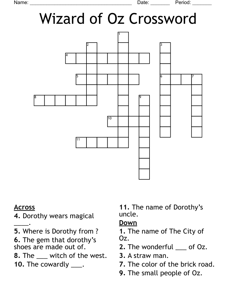 Wizard of Oz Crossword 