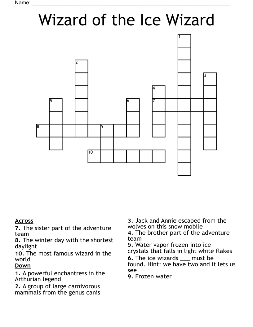 Wizard of the Ice Wizard  Crossword