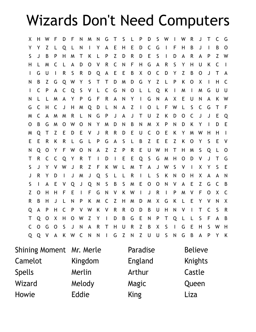 Wizards Don't Need Computers Word Search